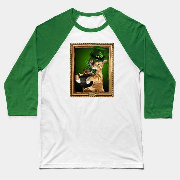 Saint Patricks Day Leprecat with Pot of Gold Baseball T-Shirt by CarleahUnique